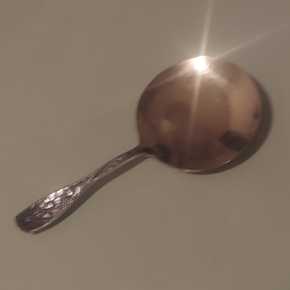 Antique Sterling Silver Chrysanthemum Flowers Berry Nut Lil Scoop Spoon